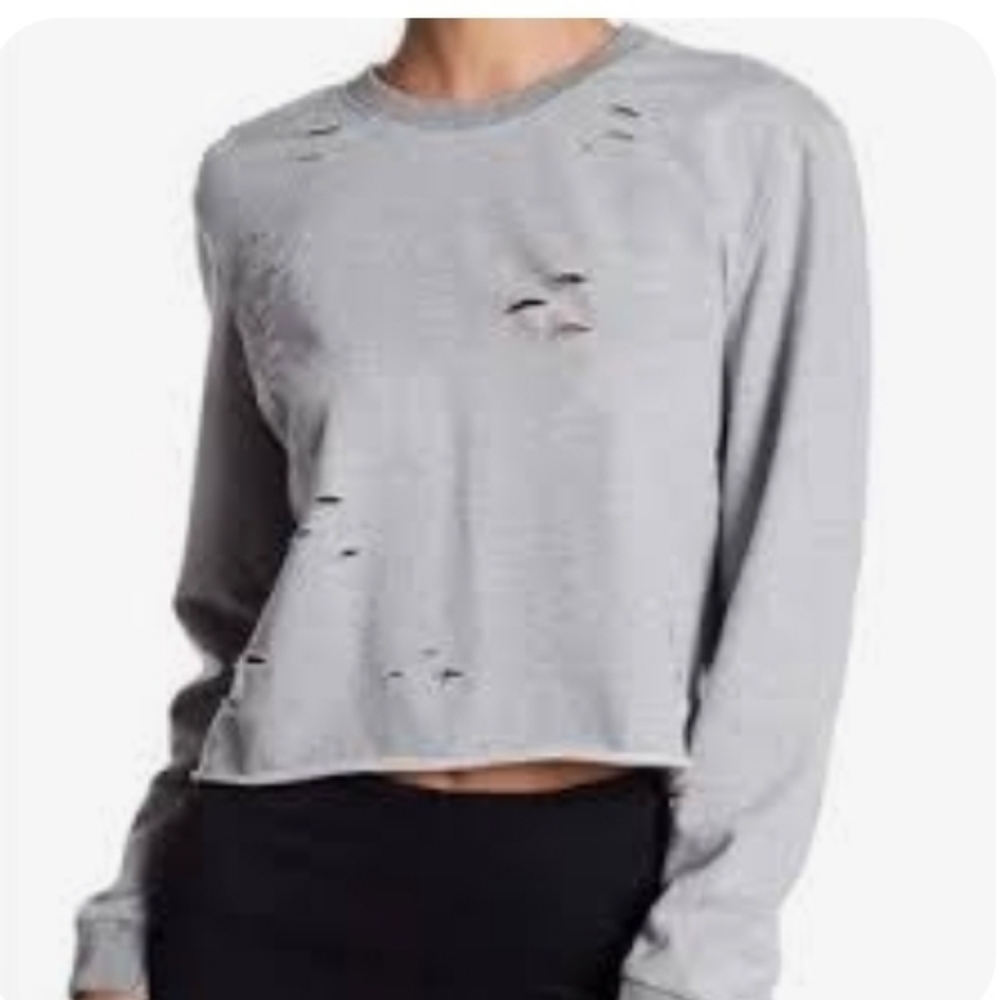 𝅺SAM Edelman | Distressed Cropped Sweatshirt